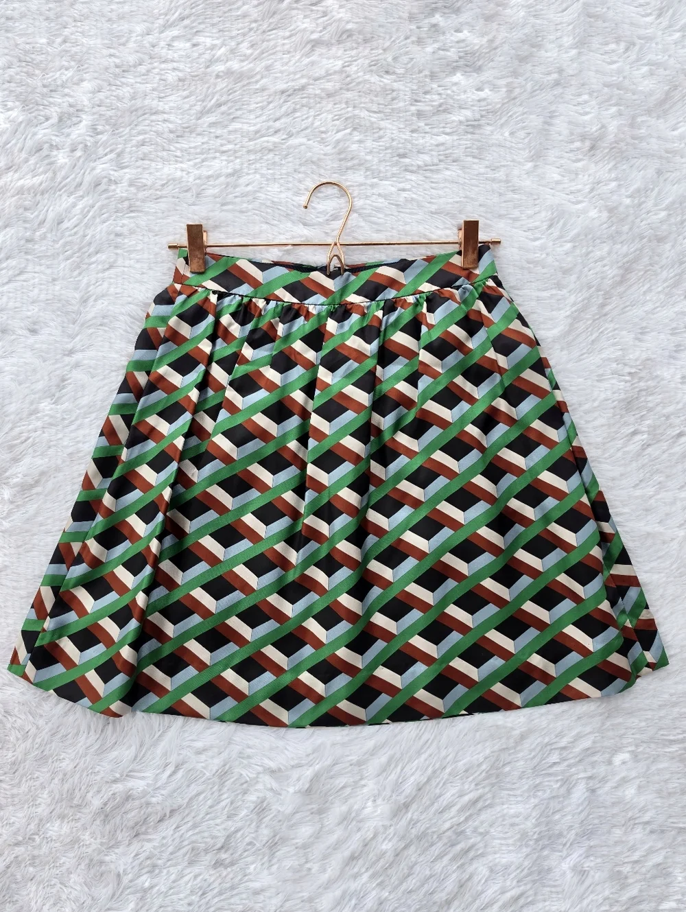 J.‎ Crew Ratti Silk Geometric Diamond Print A-line Skirt